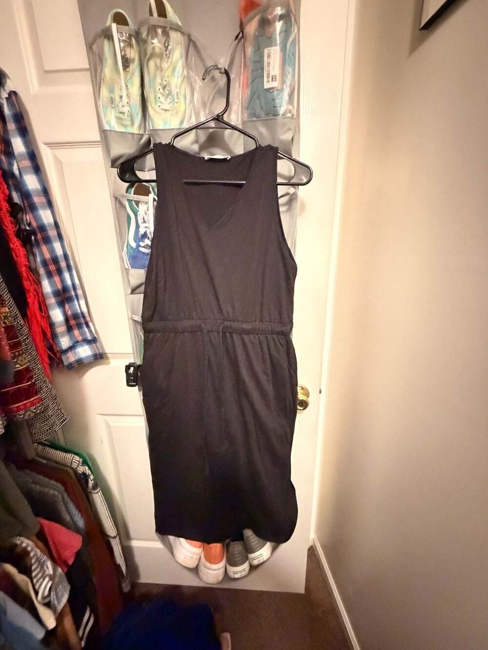 Zenana Dress Size L Black Sleeveless Drawstring Waist